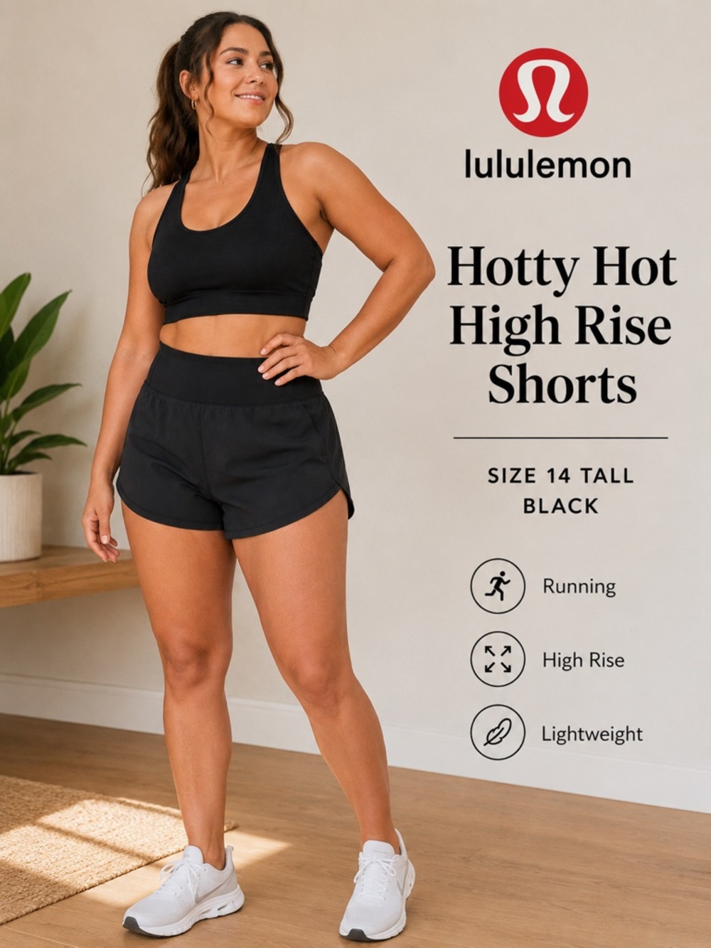 Lululemon Hotty Hot High Rise Shorts 14 Tall Black